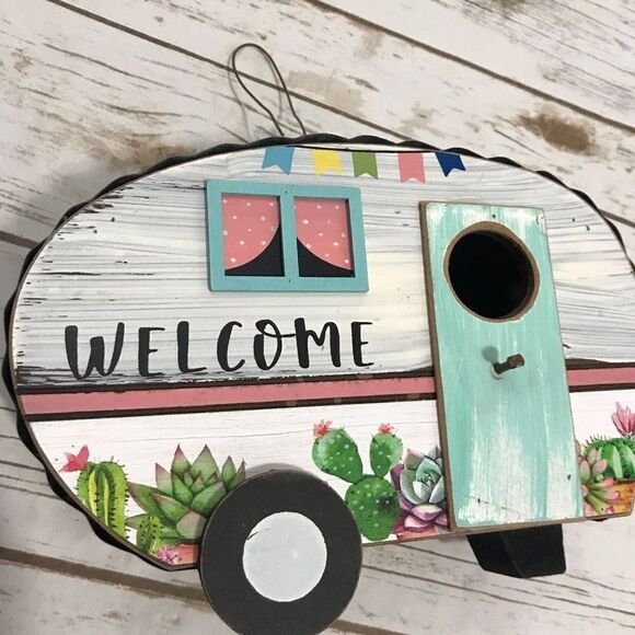 Retro Camper Birdhouse RV Travel Trailer Cactus - Picture 3 of 9